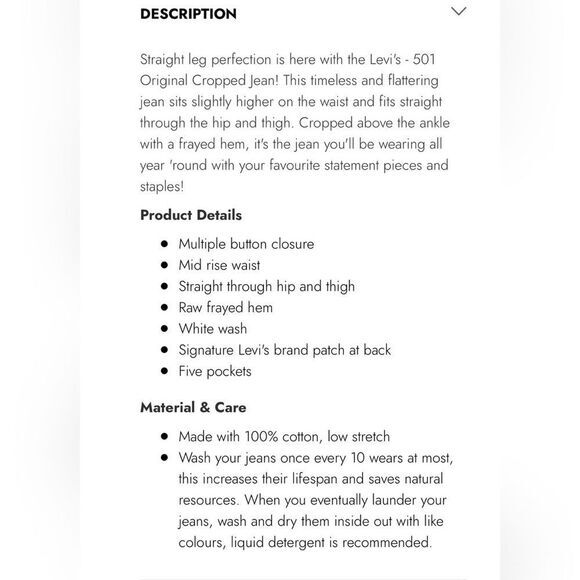 Levi’s Premium 501 Cropped 29 Right Turn Light Wash - Picture 8 of 9